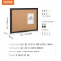 Cork Board, 36x24 inches Bulletin Board with MDF Sticker Frame, Vision Board Includes 10 Pushpins, for Display and Decoration in