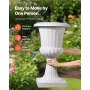 Plastic Urn Planters, 40 x 67 cm, 2 Pack White Classic Flower Pots Front Porch Planters, Indoor & Outdoor Vase for Wedding, Part