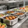 Stainless Steam Hotel Pans, 1/6 Size x 100mm Deep, 1.7L Table Steam Pan, Anti Jam Restaurant Supplies Reusable Rustproof Caterin
