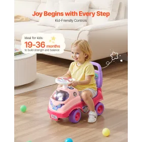 VEVOR Ride On Toddler Push Car, Push Car til Toddler 19 til 36 måneder, Kids Ride On Toy med horn og musik, 22 kg bæreevne, U