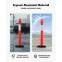 6 Pack Traffic Delineator Posts, 1140 mm Traffic Safety Cones with Fillable Base and Reflective Strips, Heavy Duty Delineator Po