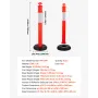 6 Pack Traffic Delineator Posts, 1140 mm Traffic Safety Cones with Fillable Base and Reflective Strips, Heavy Duty Delineator Po