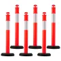 VEVOR 6 Pack Traffic Delineator Posts, 1140 mm Traffic Safety Cones with Fillable Base and Reflective Strips, Heavy Duty Delinea