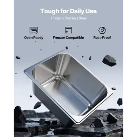 VEVOR rustfri damppander med låg, 1/2 størrelse x 148 mm dyb, 9 L borddamppander, anti-syltetøj Restauranttilbehør