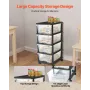VEVOR Plastic Storage Drawers Cart, 4 Drawers Storage Organizer with Wheels, Rolling Closet Organization and Storage Dividers, D