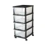VEVOR Plastic Storage Drawers Cart, 4 Drawers Storage Organizer with Wheels, Rolling Closet Organization and Storage Dividers, D