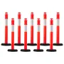 9 Pack Traffic Delineator Posts, 1140 mm Traffic Safety Cones with Fillable Base and Reflective Strips, Heavy Duty Delineator Po