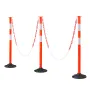 3 Pack Traffic Delineator Posts, 871 mm Traffic Safety Cones with Weighted Base, Reflective Strips and Chain, Heavy Duty Delinea