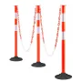 3 Pack Traffic Delineator Posts, 871 mm Traffic Safety Cones with Weighted Base, Reflective Strips and Chain, Heavy Duty Delinea