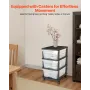 VEVOR Plastic Storage Drawers Cart, 3 Drawers Storage Organizer with Wheels, Rolling Closet Organization and Storage Dividers, D
