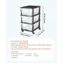 VEVOR Plastic Storage Drawers Cart, 3 Drawers Storage Organizer with Wheels, Rolling Closet Organization and Storage Dividers, D