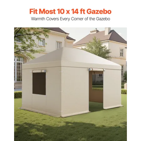 VEVOR Winter Gazebo Cover Fits 3.08 x 4.39 m Hardtop Gazebos, All-Weather Gazebo Cover with Sidewalls & Windows, High-Density PE