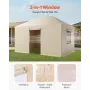 Winter Gazebo Cover Fits 3.08 x 4.39 m Hardtop Gazebos, All-Weather Gazebo Cover with Sidewalls & Windows, High-Density PE Mater