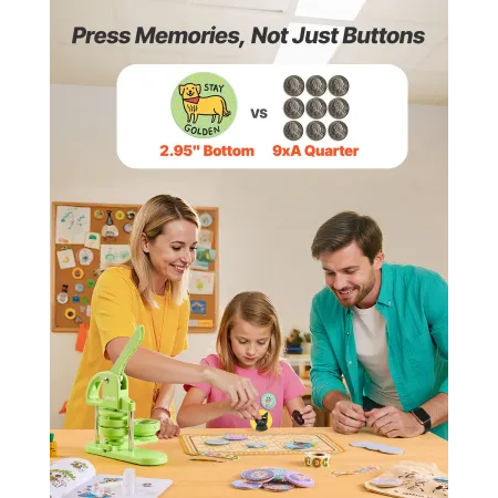 VEVOR Button Maker Machine, 75 mm, Plastic Pin Maker with 100pcs Button Parts, Circle Cutter and Magic Book, Reinforced Ergonomi