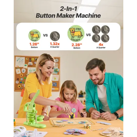 Button Maker Machine, 32 mm / 58 mm 2-i-1, Plastic Pin Maker