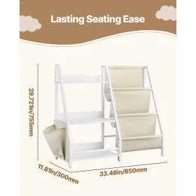 VEVOR 3-lags børnebogreol, legetøjsopbevaring til småbørn, boghylde til børneværelser med slyngebogstativ og opbevaringstaske,