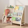 3-Tier Kids Bookshelf, Toy Storage Organizer for Toddler, Book Shelf for Kids Rooms with Sling Book Rack and Storage Bag, Kids S