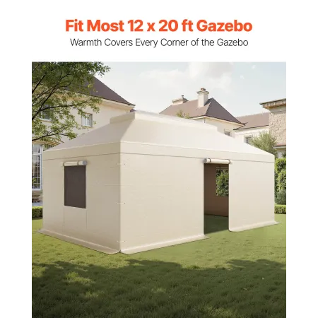 VEVOR vinterpavillondæksel passer til 3,66 x 6,10 m Hardtop-pavilloner, dobbeltlags-pavillondæksel til alle vejrforhold med