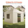 Winter Gazebo Cover Fits 3.05 x 3.65 m Hardtop Gazebos, All-Weather Double-Tiered Gazebo Cover with Sidewalls & Windows, High-De