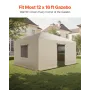 Winter Gazebo Cover Fits 3.68 x 4.9 m Hardtop Gazebos, All-Weather Gazebo Cover with Sidewalls & Windows, High-Density PE Materi
