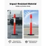 3 Pack Traffic Delineator Posts, 1140 mm Traffic Safety Cones with Weighted Base and Reflective Strips, Heavy Duty Delineator Po