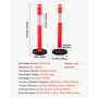 VEVOR 3 Pack Traffic Delineator Posts, 1140 mm Traffic Safety Cones with Weighted Base and Reflective Strips, Heavy Duty Delinea