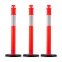 VEVOR 3-pack Traffic Delineator-stolper, 1140 mm trafiksikkerhedskegler med vægtet base og reflekterende strimler, Heavy Duty