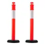 2 Pack Traffic Delineator Posts, 1140 mm Traffic Safety Cones with Fillable Base and Reflective Strips, Heavy Duty Delineator Po