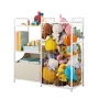VEVOR Kids Bookshelf and Stuffed Animal Storage, Toy Storage Organizer, 2-Tier Book Shelf with Fabric Toy Chest, Toy Storage for