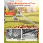 Leaf Rake, 15 Metal Tines, Adjustable Garden Rake for Lawns with 19-57 cm Wide Head and 81.3-160 cm Long Handle, Heavy Duty Stai