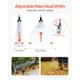 Leaf Rake, 15 Metal Tines, Adjustable Garden Rake for Lawns with 19-57 cm Wide Head and 81.3-160 cm Long Handle, Heavy Duty Stai