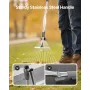 Leaf Rake, 15 Metal Tines, Adjustable Garden Rake for Lawns with 19-57 cm Wide Head and 81.3-160 cm Long Handle, Heavy Duty Stai