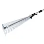 Leaf Rake, 15 Metal Tines, Adjustable Garden Rake for Lawns with 19-57 cm Wide Head and 81.3-160 cm Long Handle, Heavy Duty Stai