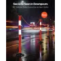 4 Pack Traffic Delineator Posts, 871 mm Traffic Safety Cones with Weighted Base, Reflective Strips and Chain, Heavy Duty Delinea