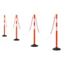 VEVOR 4 Pack Traffic Delineator Posts, 871 mm Traffic Safety Cones with Weighted Base, Reflective Strips and Chain, Heavy Duty D