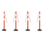 VEVOR 4 Pack Traffic Delineator Posts, 871 mm Traffic Safety Cones with Weighted Base, Reflective Strips and Chain, Heavy Duty D