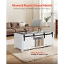 1200 mm Farmhouse Lift Top Coffee Table, Rustic Center Table with Barn Door and Hidden Storage Compartment, Modern Rectangle Lif