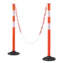 2 Pack Traffic Delineator Posts, 871 mm Traffic Safety Cones with Weighted Base, Reflective Strips and Chain, Heavy Duty Delinea