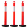 3 Pack Traffic Delineator Posts, 1140 mm Traffic Safety Cones with Fillable Base and Reflective Strips, Heavy Duty Delineator Po
