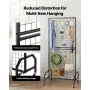 2 Packs Grid Wall Panels, 898 x 1798 mm Wire Grid Panels Display Rack, Movable Art Display Shelf with Wheels & 10 Hooks, Black C