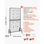 2 Packs Grid Wall Panels, 898 x 1798 mm Wire Grid Panels Display Rack, Movable Art Display Shelf with Wheels & 10 Hooks, Black C