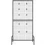 2 Packs Grid Wall Panels, 898 x 1798 mm Wire Grid Panels Display Rack, Movable Art Display Shelf with Wheels & 10 Hooks, Black C