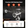 VEVOR Manual Meat Grinder, 304 Stainless Steel Hand Crank Meat Mincer with Steel Table Clamp, Sausage Stuffer with 2 Cutting Pla