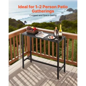 VEVOR udendørs barbord, 100 x 37,5 cm gårdhave barbord, vandtæt top og robust metalstel, rektangel i modhøjde spisestue