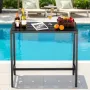 Outdoor Bar Table, 100 x 37.5 cm Patio Bar Table, Waterproof Top & Sturdy Metal Frame, Rectangle Counter Height Dining Tables, O