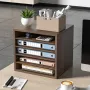 Literature Organizers, 5 Compartments Office Mailbox with Adjustable Shelves, Wood literature sorter 13.9x12x13 inches for Offic