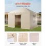 Winter Gazebo Cover Fits 3.07 x 3.67 m Hardtop Gazebos, All-Weather Gazebo Cover with Sidewalls & Windows, High-Density PE Mater