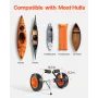 Kayak Cart, 90 kg Load Capacity, Foldable Kayak Trolley with 25.4 cm Solid Rubber Tires & 1 Ratchet Strap, Paddle Board Trolley 