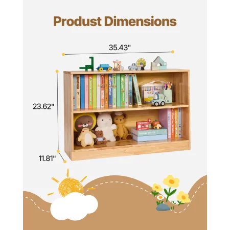 VEVOR Montessori Bookshelf, 870 mm Width Toy Storage Organizer, 2-Tier Kids Display Storage Cabinet, Daycare Furniture, Kids Boo