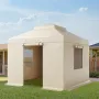 Winter Gazebo Cover Fits 3.05 x 3.05 m Hardtop Gazebos, All-Weather Double-Tiered Gazebo Cover with Sidewalls & Windows, High-De